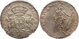 Italian States: Genoa. 8 Lira, 1792. Dav-1369; KM-A249. Crowned and supported arms. Reverse ; John the Baptist standing holding staff with banner. Ton...