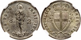 Italian States: Genoa. 8 Denari, 1793. KM-236. Billon. Madonna and child. PCGS graded MS-64. Estimate Value $175 - 200