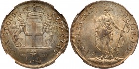Italian States: Genoa. 4 Lira, 1795. KM-248. Crowned and supported arms. Reverse ; John the Baptist standing holding staff with banner. Outstanding ex...