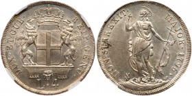 Italian States: Genoa. 4 Lira, 1796. KM-248. Crowned and supported arms. Reverse ; John the Baptist standing holding staff with banner. Brilliant mint...