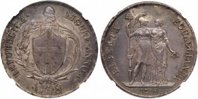 Italian States: Genoa (As the Ligurian Republic). 8 Lire, 1798/1. Dav-1371; KM-266.1; Pagani-11. Short lived republic created by Napoleon (1798-1805)....