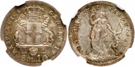 Italian States: Genoa. 10 Soldi, 1814. KM-286; Pagani-30a. John the Baptist standing. Lightly toned and choice. NGC graded MS-65. Estimate Value $250 ...