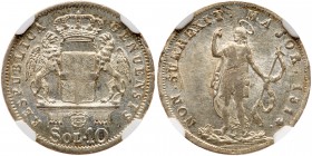 Italian States: Genoa. 10 Soldi, 1814. KM-286; Pagani-30a. John the Baptist standing. Brilliant mint luster. NGC graded MS-63. Estimate Value $200 - 2...