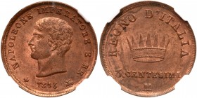 Italian States: Kingdom of Italy. 3 Centesimi, 1813- M. KM-C2.2; Pagani-85. Copper. Napoleon I. Head left. Reverse ; Crown. Very attractive example. N...