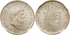 Italian States: Naples. 120 Grana, 1854. Dav-175; KM-370; Pagani-219a. Ferdinanado II. Choice original brilliant mint lustrous example. NGC graded MS-...