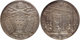 Italian States: Papal/Roman States. Scudo, 1675. Dav-4078; KM-368; Berman-2007. Anno XXV. Clement X, 1670-1676. Holy Door issue. Papal arms. Reverse ;...