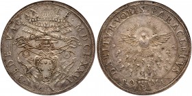Italian States: Papal/Roman States. Scudo, 1676. Dav-4084; KM-391; Berman-2059. Sede Vacante. Arms of Cardinal Paluzzo-Altieri. Reverse ; Dove in flam...