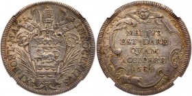 Italian States: Papal/Roman States. Testone, 1684. KM-433; Berman-2102; Munt-79. Anno VIII. Innocent XI. Sharply struck and toned. NGC graded MS-65. E...