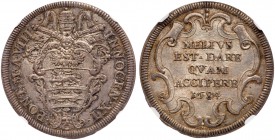 Italian States: Papal/Roman States. Testone, 1684. KM-435; Berman-2102; Munt-72. Anno VIII. Innocent XI. Sharply struck and toned. NGC graded MS-65. E...