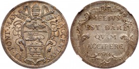 Italian States: Papal/Roman States. Testone, 1684. KM-438; Berman-2102; Munt-81. Anno VIII. Innocent XI. Another pristine original example. Rare. NGC ...