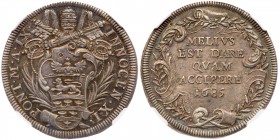 Italian States: Papal/Roman States. Testone, 1685. Berman-2104; Munt-93. Anno IX. Innocent XI. Well struck with old cabinet toning. NGC graded MS-64. ...