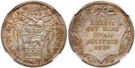 Italian States: Papal/Roman States. Testone, 1685. Berman-2105; Munt-97. Anno IX. Innocent XI. A superb pristine example, sharply struck with lovely l...