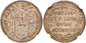 Italian States: Papal/Roman States. Testone, ND (1684-1686). KM-441; Berman-2102; Munt-143. Innocent XI, 1676-1689. A pristine original mint state exa...