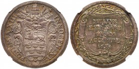 Italian States: Papal/Roman States. Testone, 1689. Berman-2108. Anno XIII. Innocent XI. Attractively toned mint state example. NGC graded MS-62. Estim...