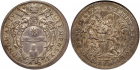 Italian States: Papal/Roman States. Scudo, 1704. Dav-1432; KM-671; Berman-2380. Anno IV. Clement XI, 1700-1721. Presentation of Jesus at the temple. P...
