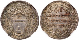 Italian States: Papal/Roman States. Testone (1708). KM-694; Berman-2403; Munt-78. Anno VIII. Clement XI. Beautifully toned gem with great eye-appeal. ...
