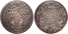 Italian States: Papal/Roman States. Piastra (Scudo of 80 Bolgnini), Anno VII (1708). Dav-1438; KM-710; Berman-2374. Clement XI, 1700-1721. Papal arms....