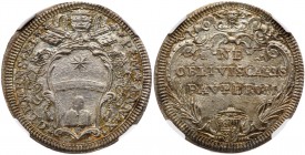Italian States: Papal/Roman States. Testone (1710). KM-737; Berman-2402; Munt-72. Anno X. Clement XI. Well struck with olive-green toning and fully lu...