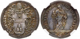 Italian States: Papal/Roman States. Giulio (1715). KM-756; Berman-2418. Anno XV. Clement XI. St. Paul standing. Sharply struck example with gorgeous t...