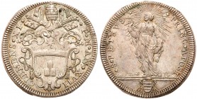 Italian States: Papal/Roman States. Testone, Anno XVII (1717). Berman-2406; KM-767. Clement XI. St. Peter standing. Attractively toned with underlying...