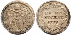 Italian States: Papal/Roman States. Grosso, 1729. KM-815var; Berman-2571. Anno VI. Benedict XIII. PCGS graded MS-63. Estimate Value $250 - 300