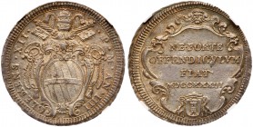 Italian States: Papal/Roman States. Testone, 1733. KM-845var; Berman-2628; Munt-34. Anno IIII. Clement XII. Choice original mint state example, sharpl...