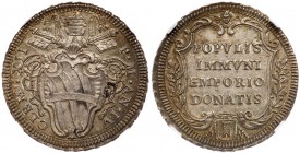 Italian States: Papal/Roman States. Testone (1734). KM-845; Berman-2629; Munt-39. Anno IV. Clement XII. Choice example with lovely toning. Rare. NGC g...