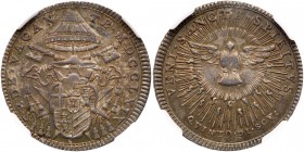 Italian States: Papal/Roman States. Doppio (2) Giulio (1/5 Scudo), MDCCLXIX (1769). KM-1007; Berman-2925. Sede Vacante. Cardinal arms. Reverse ; Radia...