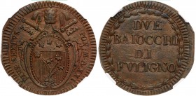Italian States: Papal/Roman States. Two Baiocchi (1795) (Foligno). KM-5; Berman-3101. Anno XXI. Pius VI. Well struck early copper issue. NGC graded MS...