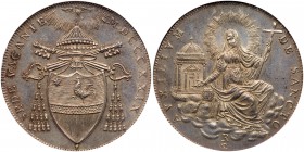 Italian States: Papal/Roman States. Scudo, 1829-R (Rome). Dav-188; KM-1303; Pagani-142. Sede Vacante. Cardinal arms. Reverse ; Seated figure in clouds...