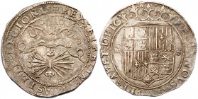 Spain. 4 Reales, ND-D (Seville). Calico-219. Ferdinand and Isabella, 1476-1516. Crowned arms dividing S and IIII. Reverse: Bundle of arrows with ribbo...