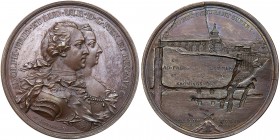 Sweden. Royal Couple Visit to The Falun Mines Bronze Medal, 1755. Forrer-Vol VI, 499; Hild-vol II, 26a; 62 mm. 109.9 grams. By C.J. Wikman. Adolf Frie...