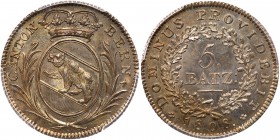Switzerland: Bern. 5 Batzen, 1808. KM-170. Crowned oval shield with bear. Reflective fields with lovely toning. PCGS graded MS-64. Estimate Value $125...