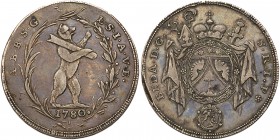 Switzerland: St. Gallen (Abbey). Taler, 1780. Dav-1779; KM-34. Crowned and mantled oval arms. Reverse ; Bear in wreath. Striking flaw on edge. Very Fi...