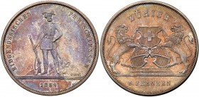 Switzerland. 5 Franken, 1859. Dav-379; KM-S5. For the Federal Shooting Festival at Zurich. Toned. NGC graded Uncirculated Details (Cleaned). Estimate ...