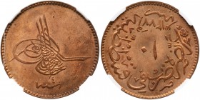 Turkey. 10 Para, AH1277/4. KM-700. Abdul Aziz, 1861-1876. NGC graded MS-64 Red & Brown. Estimate Value $50 - 75