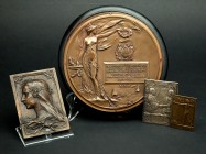 Collection of 4 Rare European Medals Including the Art Nouveau 1901, Swiss, Four Hundred Year Anniversary Medal in Silver. Collection of medals 1.) Co...