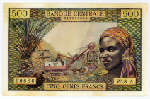 ÄQUATORIALAFRIKANISCHE STAATEN, Banque Centrale, 500 Francs o.D (1963), A = Tschad.
Leichte Verfärbung, I
Pick 4