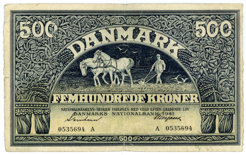 DÄNEMARK, Danmarks Nationalbank, 500 Kroner 1941.
III
Pick 34b