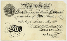 GROSSBRITANNIEN, Bank of England, 5 Pounds 5.May 1938. Toplitzseefälschung?.
III