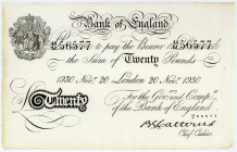 GROSSBRITANNIEN, Bank of England, 20 Pounds 20.Nov. 1938. Toplitzseefälschung?.
I-