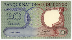 KONGO / CONGO DEM.REPUBLIK, Banque Nationale du Congo, 20 Francs 15.08.1962.
I
Pick 4