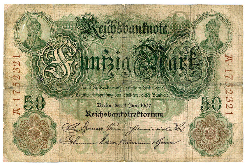 DEUTSCHES REICH BIS 1945, Reichsbanknoten und Reichskassenscheine 1874-1914, 50 ...