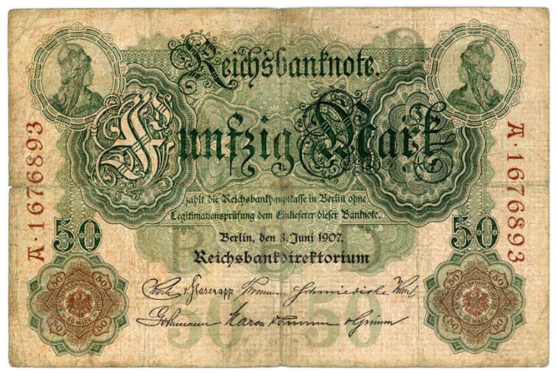 DEUTSCHES REICH BIS 1945, Reichsbanknoten und Reichskassenscheine 1874-1914, 50 ...