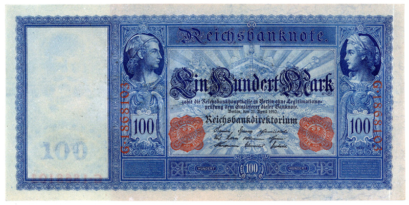 DEUTSCHES REICH BIS 1945, Reichsbanknoten und Reichskassenscheine 1874-1914, 100...