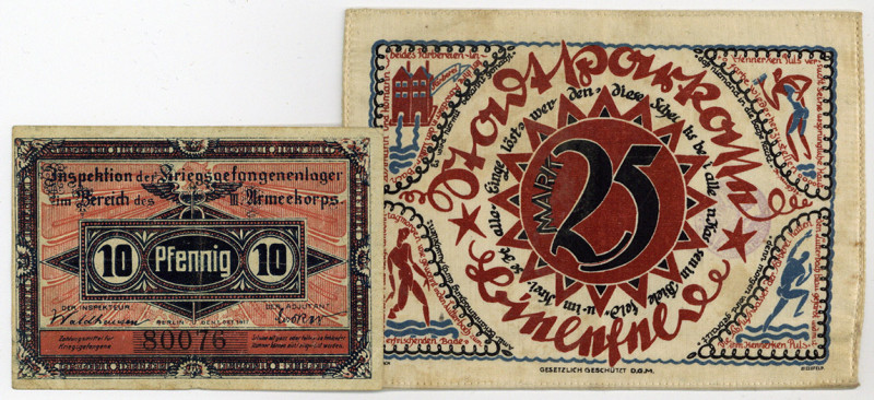 NOTGELD BESONDERER ART, Bielefeld, Stadtsparkasse. 25 Mark 15.07.1921, Seide. Da...