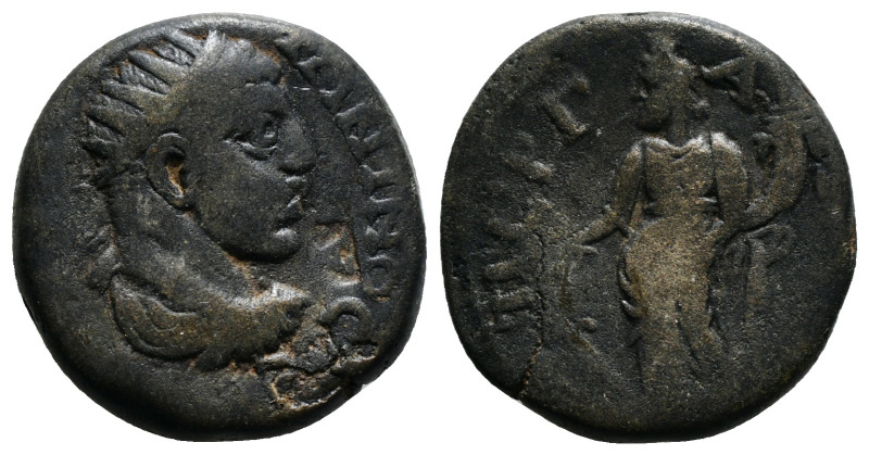 PAMPHYLIA. Perge. Elagabalus (218-222). Ae.
Obv: ΑΥ Κ Μ ΑΥ ΑΝΤΩΝΙΝΟϹ.
Radiate, d...