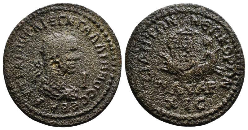 PAMPHYLIA. Side. Gallienus (253-268). Ae 10 Assaria.
Obv: AVT KAI ΠOV ΛI ЄΓN ΓAΛ...