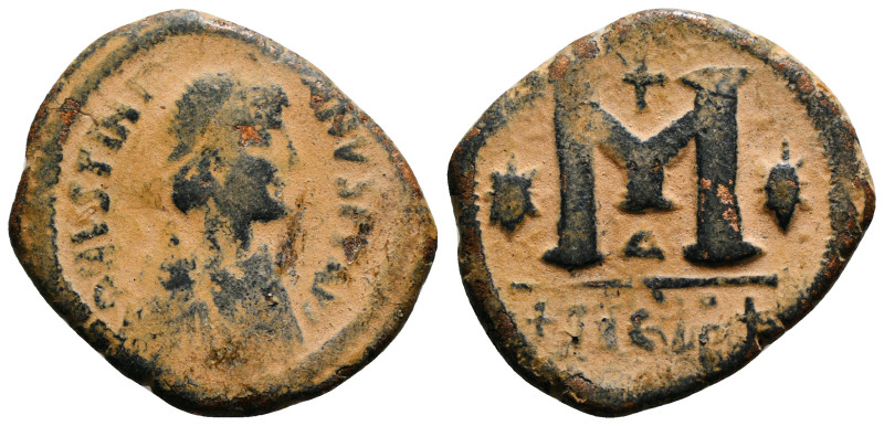 JUSTINIAN I (527-565). Follis 15,35 g - 31,46 mm
Artifically patinated