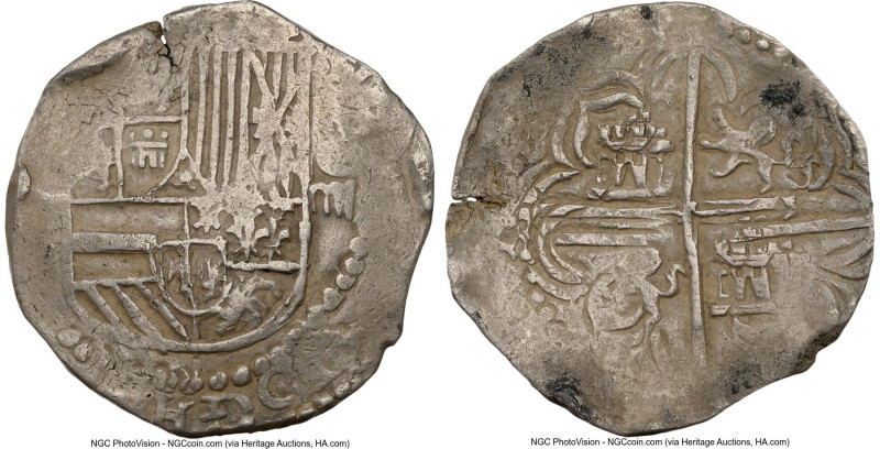 Philip II Cob 4 Reales ND (1574-1595)-P XF40 NGC, Potosi mint, KM4.2, Cal-Type 1...